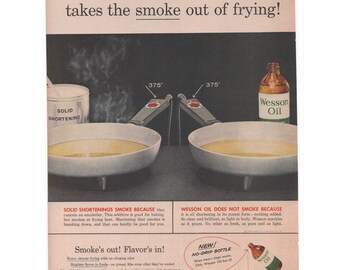 Wesson Oil Werbung Vintage 1957 Fry Frying Kochen Rauchverkürzen
