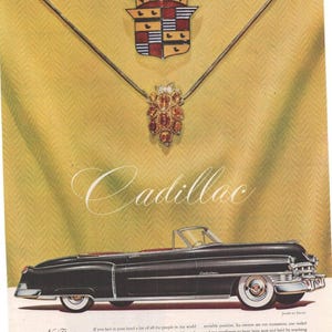 Vintage Original Cadillac Car Magazine Advertisement B&W 1950s Automobilia
