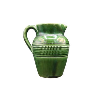 Green Pottery Pitcher Creamer Scandinavian Style Made In England 4 In Vintage