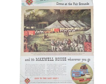 Maxwell House Coffee Circus Advertisement 1940s Vintage Food Beverage Circus