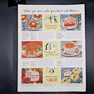 Jell-O  Gelatin Advertisement 1940s Mold Recipes Vintage Mid Century