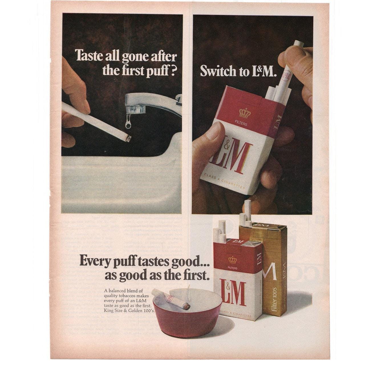 class l tobacco L&M Cigarette Magazine Advertisement 1960s Color Vintage Tobacciana Golden  100s
