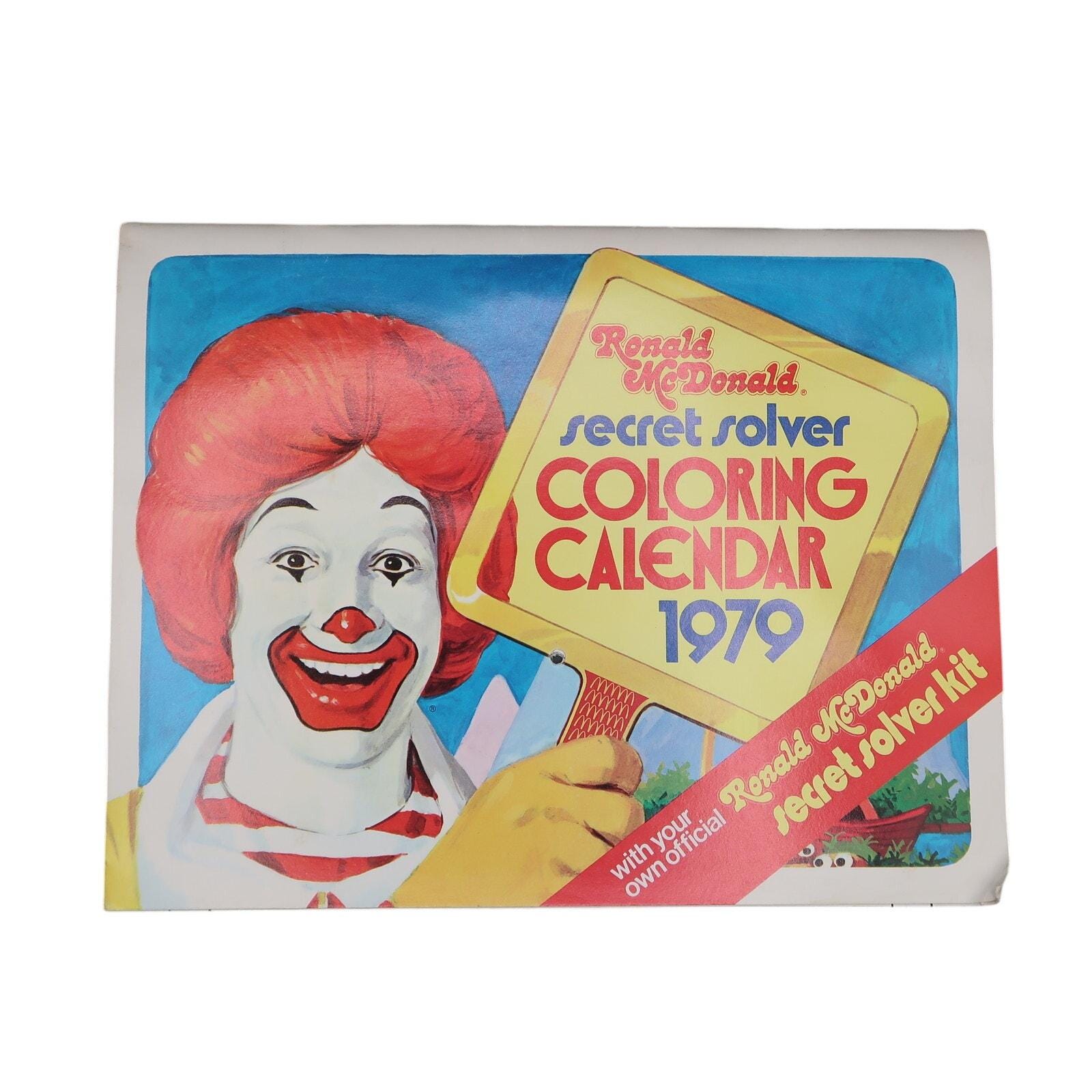 Mcdonalds Ronald Mcdonald Secret Solver Coloring Calendar 1979 Vtg