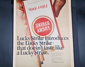 1947年 Lucky Strike ヴィンテージ広告 額装 USA雑誌 当時物 1940年代のヴィンテージ ラッキーストライクタバコ オリジナル印刷広告