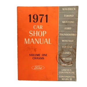 Manual de oficina de automóveis Ford 1971 Volume 1 Chassis Vintage Automobilia