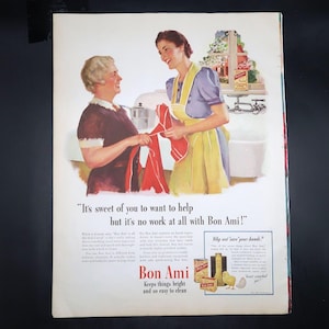Bon Ami Cleaning Powder Advertisement 1940 Original Vintage Cleaner Homemaking