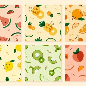 Patrón sin costuras de frutas, uso comercial, patrón de repetición sin costuras, patrones de frutas sin costuras, frutas de verano