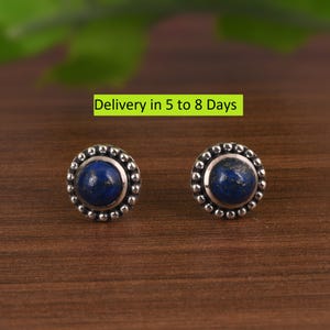 Beautiful Lapis Lazuli Earrings , 925 Sterling Silver Earrings , Blue Lapis Stud Jewelry , Handmade Labradorite Earrings , Gift For Wedding.