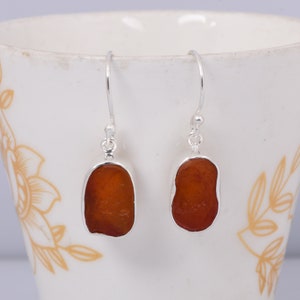 Natural Carnelian Crystal Earrings/ 925 Sterling Silver Women Earrings/ Delicate Carnelian Earrings/ Orange Raw Gemstone Earrings For Her.