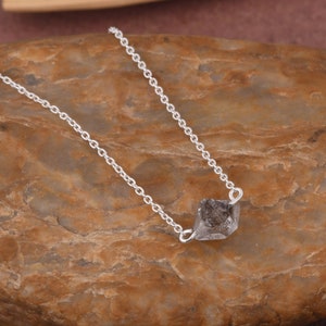 Unshape Herkimer Diamond Necklace- 925 Sterling Silver Necklace- Adjustable Chain Necklace- Beautiful Raw Gemstone Necklace- Gift For Wife.