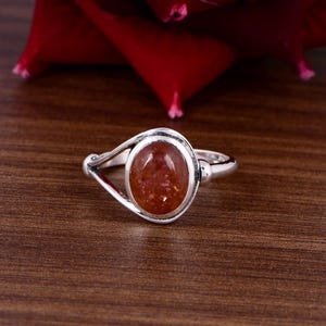 Handmade Sunstone Ring - 925 Sterling Silver Ring - Oval Cabochon Sunstone Jewelry - Statement Ring Gemstone Ring - Gift For Her & Him.