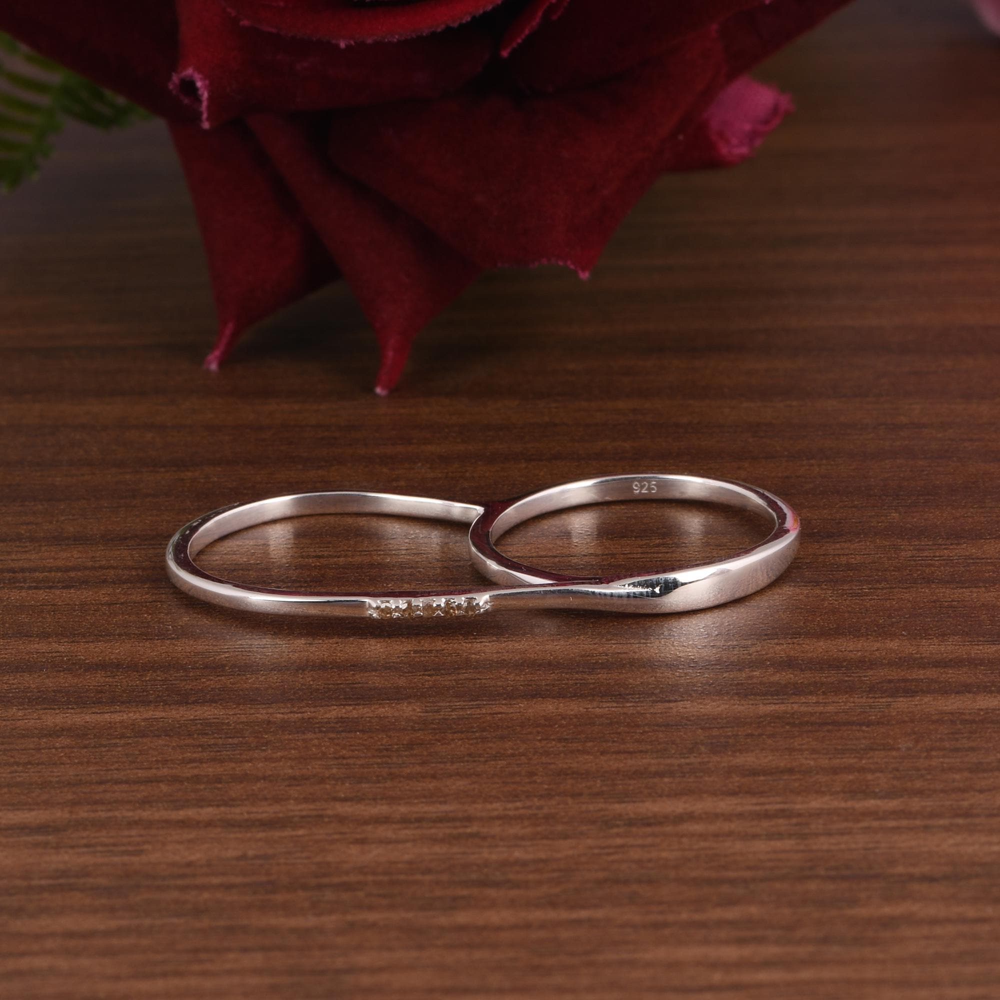 Handmade Sterling Silver Two Finger Diamond Ring, Anniversary Gift - Etsy