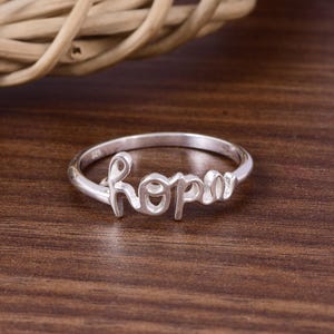 925 Sterling Silber Hope Ring - Inspirierender Wort Ring - Motivations Schmuck Geschenk - Minimalistischer Skript Ring - Personalisiertes Geschenk Liebe.