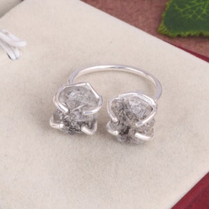 Unique Herkimer Diamond Ring , Solid 925 Silver Handmade Ring , White Raw Stone Ring , Gemstone Ring , Adjustable Ring - Ring For Birthday.