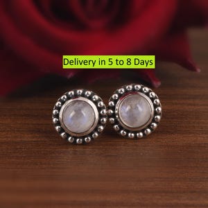 Rainbow Moonstone Stud Earrings, 925 Sterling Silver Earrings, Minimalist Labradorite Jewelry, Handmade Birthday Gift, Gift For Daughter.