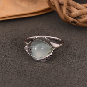 Aqua Chalcedony Ring / Gemstone Flower Ring / 925 Sterling Silver Ring / Blue Attractive Handmade Jewelry / Unique Gift For Anniversary.