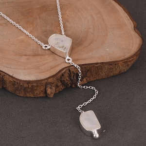 Zarte Regenbogen Mondstein Halskette - 925 Sterling Silber Halskette - Rohe Mondstein Halskette - Weiße Edelstein Halskette - Geschenk für Tochter