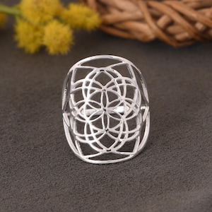Handgemachte Sterling Silber Ring, Mandala Ring