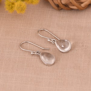 Pear Shape Crystal Quartz Earrings / 925 Sterling Silver Earrings / Bezel Set Gemstone Earrings / Clear Teardrop Earrings / Gift For Friend.