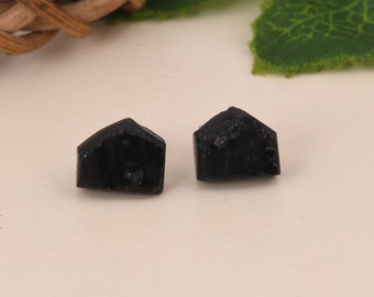 Pendientes de obsidiana negra - Pendientes de plata de ley 925 - Hermosos pendientes minimalistas - Pendientes de piedras preciosas sin forma - Pendientes en bruto para ella
