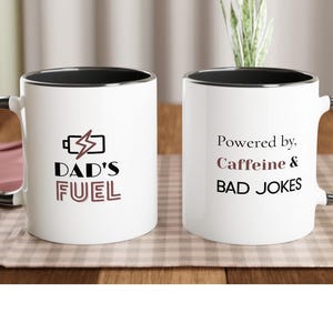 Taza de Combustible para Papá - Regalo Divertido para el Día del Padre - Cafeína y Chistes de Papá Taza de Cerámica Negra