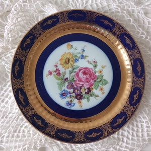 Epiag decorative plate Gilded plate Flower pattern Gift idea Czech porcelain