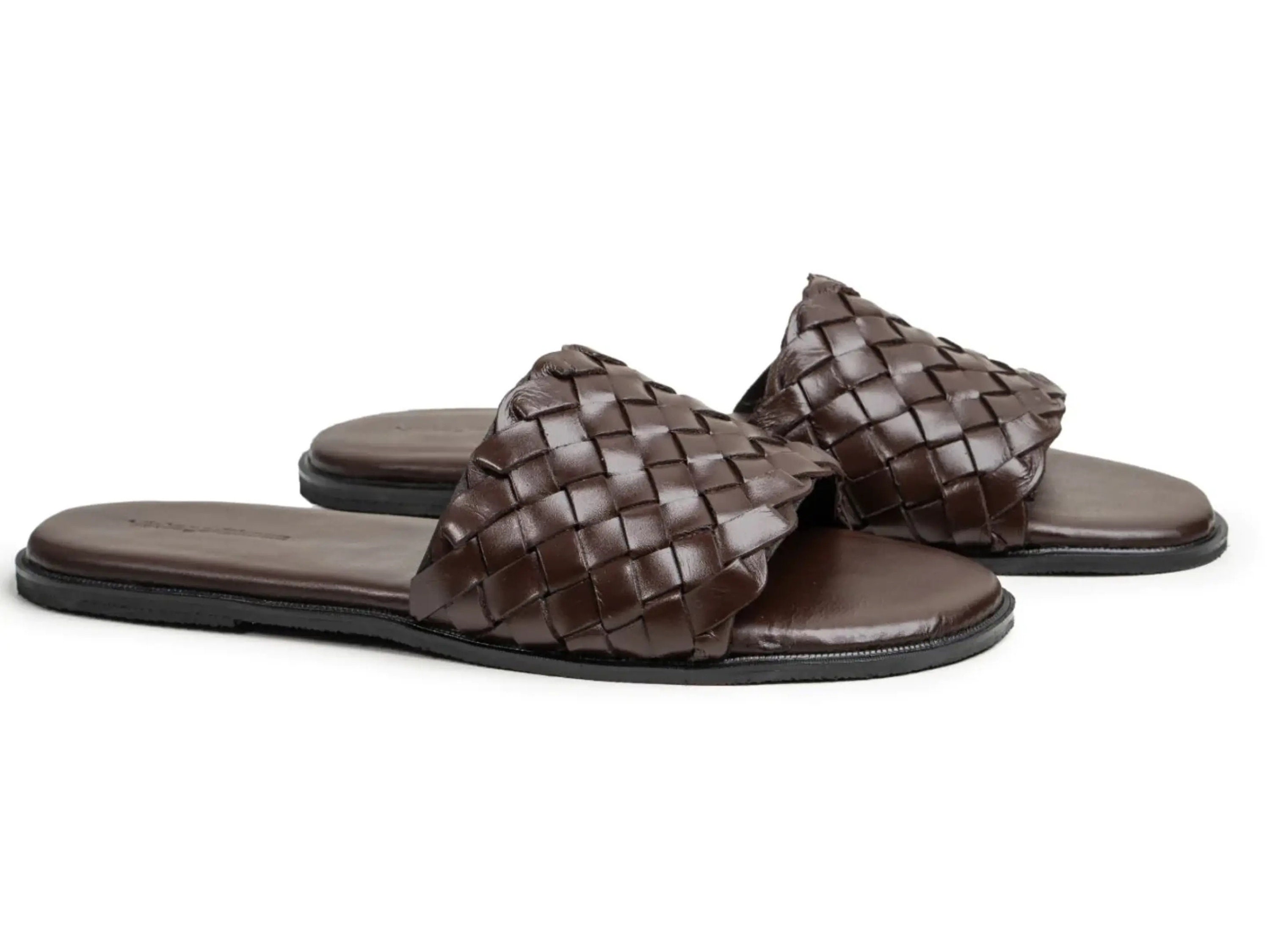 mens leather lattice sandals