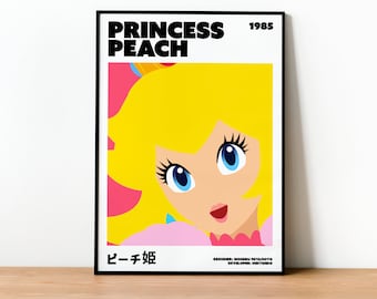 Impresión artística de la Princesa Peach - Decoración de pared para gamers (sin marco)