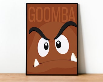 Super Mario - Goomba -  Poster Print - Wall art, Gaming, Geek, Gamer, For Him, For Her, Gift, Gamer, Video Games, Unofficial, Unframed