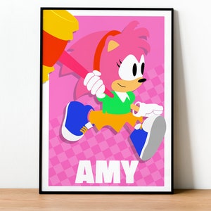 Póster clásico de Amy Rose - Sonic the Hedgehog - Arte mural, videojuegos, geek, gamer, para él, para ella, regalo, videojuegos, no oficial, sin marco