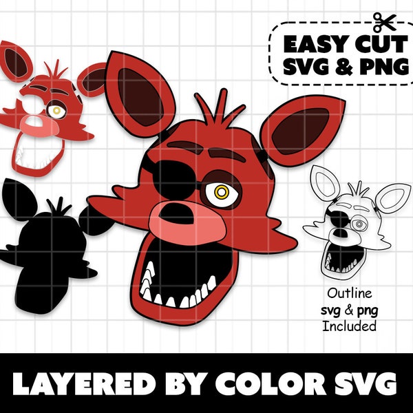 SVG - Foxy - Five Nights at Freddy's (FNaF) - Digital File, Layered by colour SVG, Cricut