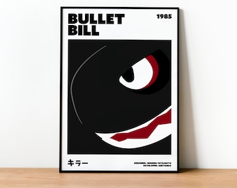 Bullet Bill Print - Wall art, Gaming, Geek, Gamer, For Him, For Her, Gift, Gamer, Video Games, Unofficial, Unframed