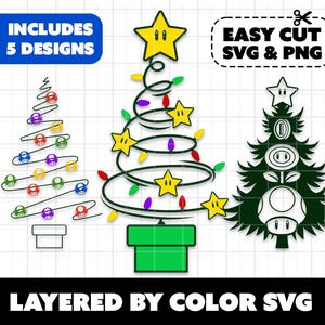 Super Mario Weihnachtsbaum Bundle- SVG Bundle, Frohe Weihnachten svg, Cricut, Winter svg, Mario svg, Spiel svg, Lichter, Geschenk für sie, Geschenk für ihn