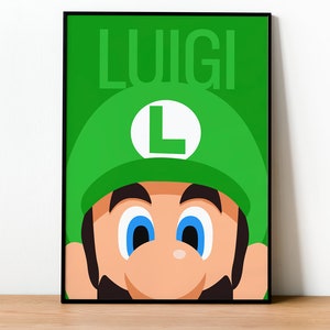 Luigi Poster Print - Wall art, Gaming, Geek, Gamer, For Him, For Her, Gift, Gamer, Video Games, Unofficial, Unframed