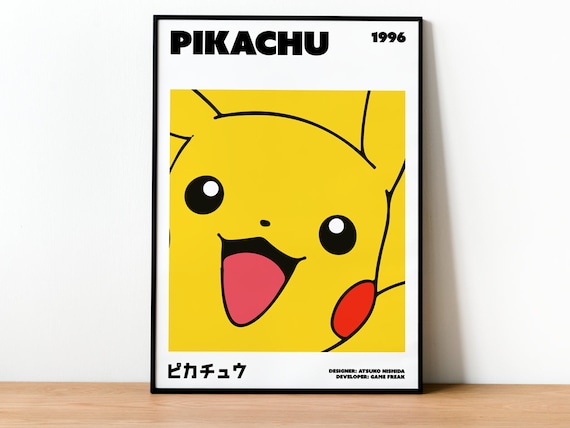 【希少】Pokémon Art Print ピカチュウ アートプリント Pikachu Pokemon Info Poster Print - Gamer Wall Art (unframed) - Etsy