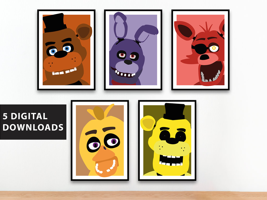 Five Nights at Freddy's Portraits - Digital Download, Printable wall art, Five Nights at Freddy's (FNaF), For Him, For Her, Gift