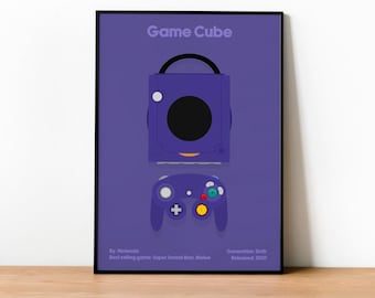 GameCube Print - Wall art, Gaming, Geek, Gamer, For Him, For Her, Gift, Gamer, Video Games, Unofficial, Unframed