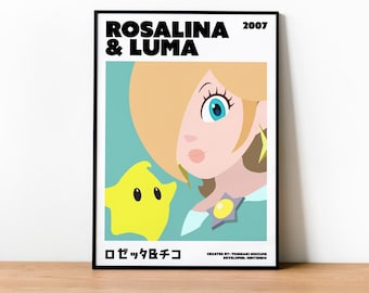 Póster informativo de Rosalina y Luma – Arte mural de Super Mario Bros. Gamer (sin marco)