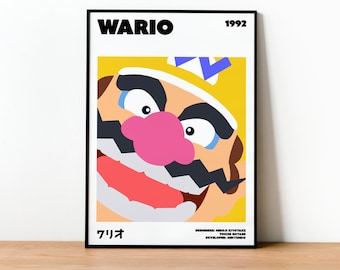 Wario Art Info Print - Super Mario Bros. Inspired Gamer Decor (Unframed)