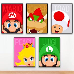 Super Mario Characters Poster Print - Wall art, Gaming, Geek, For Him, For Her, Gift, Gamer, Video Games, Unofficial, unframed