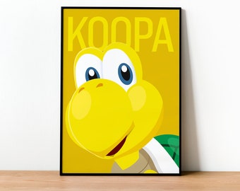 Koopa Troopa poster print - kunst aan de muur, gaming, geek, gamer, voor hem, voor haar, cadeau, gamer, videogames, onofficieel, niet-ingelijst