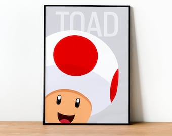 Toad Poster Print - Wall art, Gaming, Geek, Gamer, For Him, For Her, Gift, Gamer, Video Games, Unofficial, Unframed