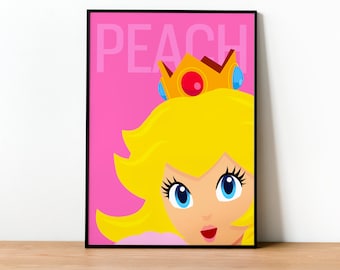 Póster de la Princesa Peach - Arte mural, videojuegos, geek, gamer, para él, para ella, regalo, gamer, videojuegos, no oficial, sin marco