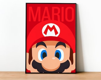 Super Mario-posterprint - kunst aan de muur, gaming, geek, gamer, voor hem, voor haar, cadeau, gamer, videogames, onofficieel, niet ingelijst