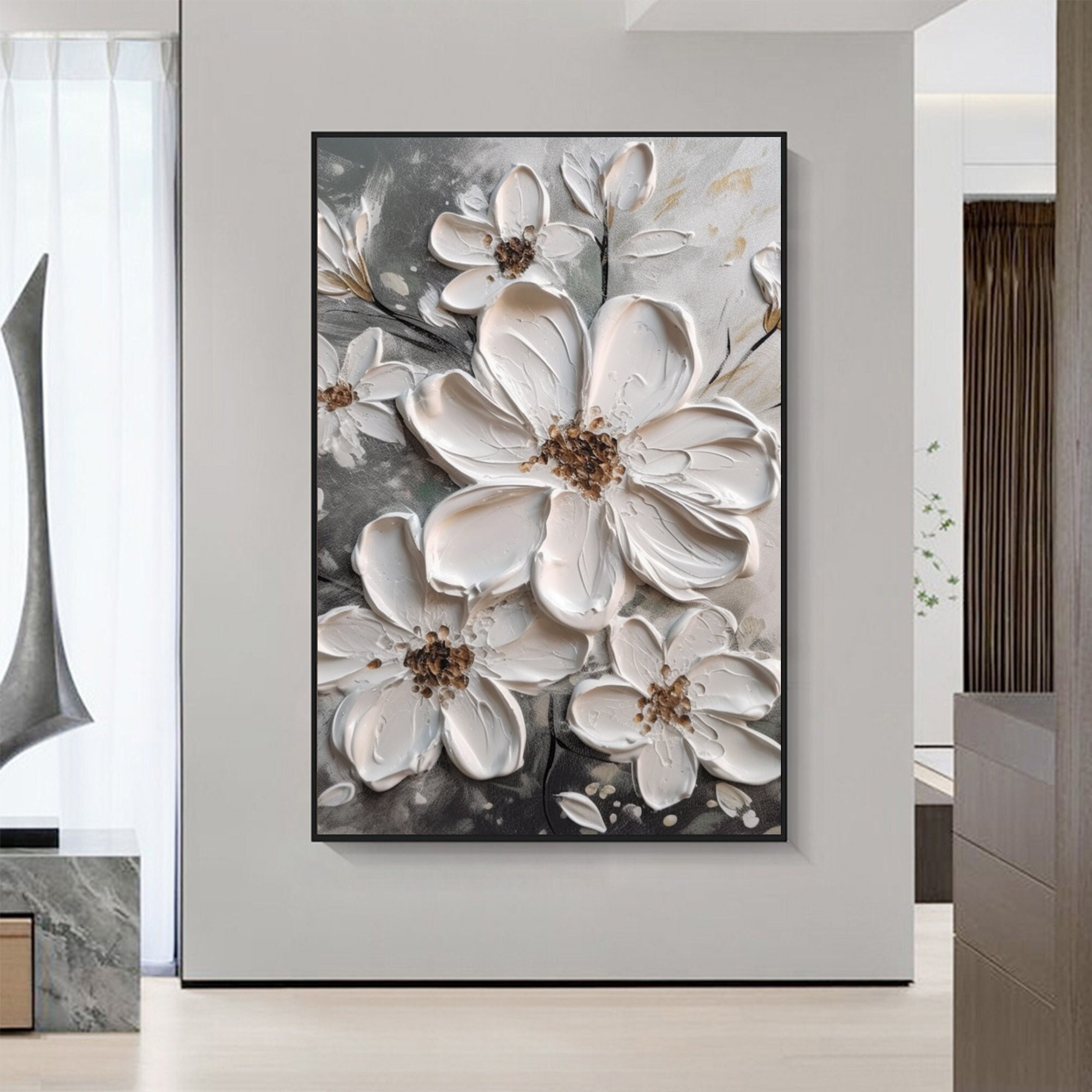 SAF paintings Flower Designer Set of 3 UV Textured Painting