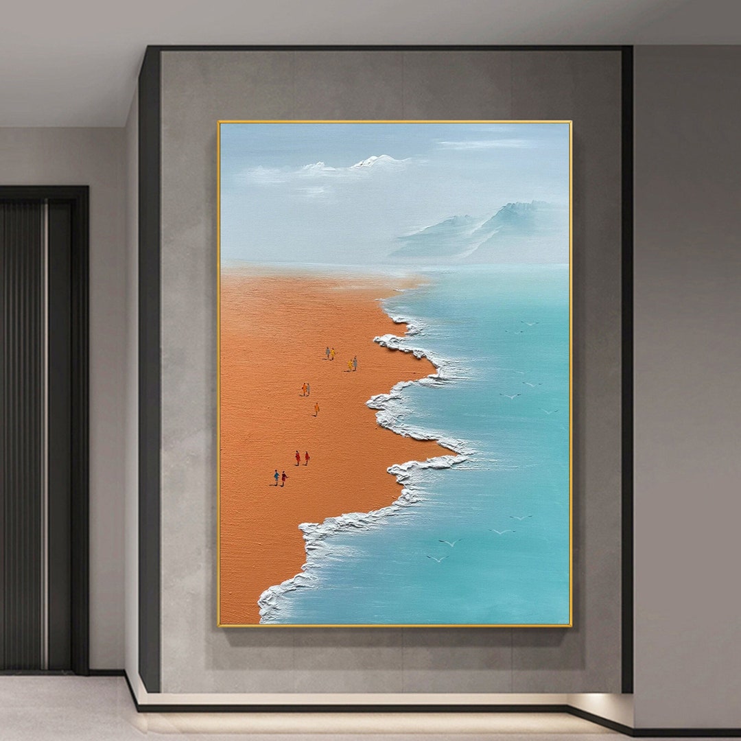 Large Abstract Original Beach Oil Painting on Canvas,custom Textured ...