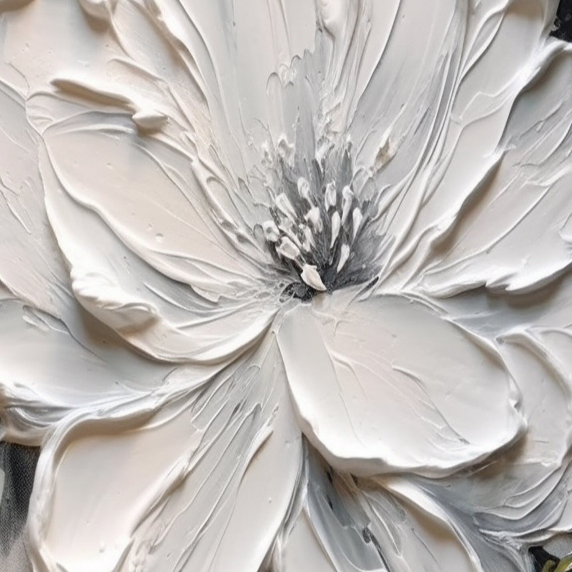 Large 3D White Flowers Oil Painting3d Flower Canvas Wall Etsy