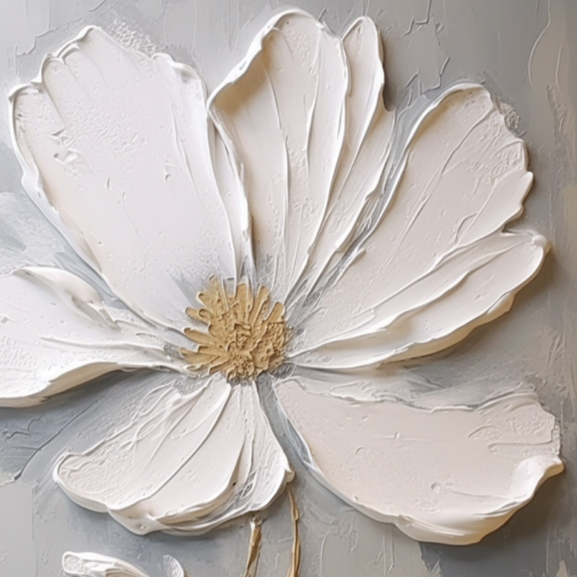 3D White Flower Oil Painting on Canvas,abstract Floral Wall Art,custom ...