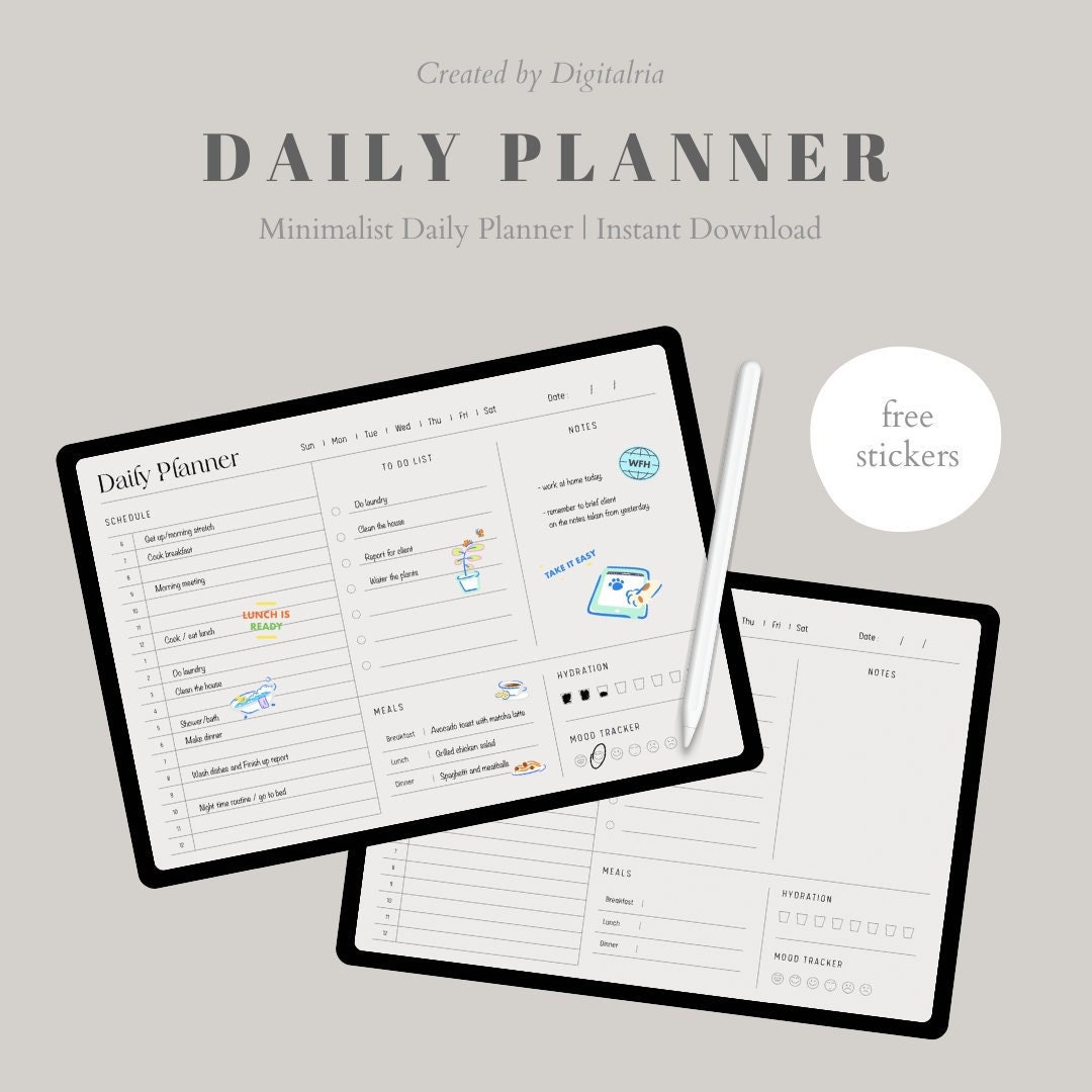 Minimalist Daily Digital Planner Digital Planner for Goodnotes ...