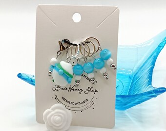 ECO-FRIENDLY stitch markers, beginning of round marker, progress keeper, knitting, crochet, UPCYCLED jewelry markers